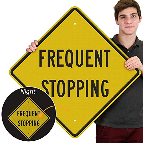 Panneau Frequent Stop 61x61 cm en aluminium réfléchissant pour sécurité routière