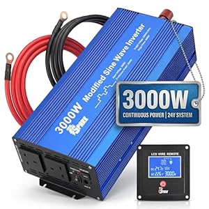 3000W 24V Power Inverter DC 24V to 240V 230V 220V AC with LCD remote Display, Remote Control and USB Port for Truck, Lorry 24v battery