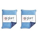 Glart 44MS Microfibre Disc Sponge, Drying, Detailing, Polishing, Cleaning, Wash, Home Cleaning Equipment, Blue/Grey (Pack of 2)