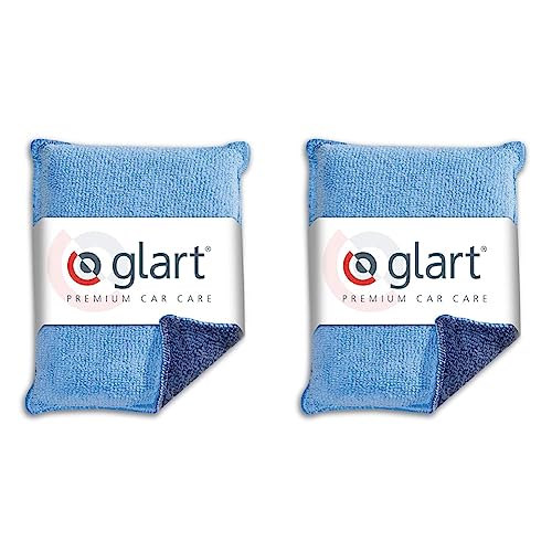 Glart 44MS Microfibre Disc Sponge, Drying, Detailing, Polishing, Cleaning, Wash, Home Cleaning Equipment, Blue/Grey (Pack of 2)