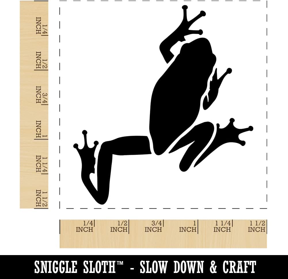 Climbing Tree Frog Self-Inking Rubber Stamp Ink Stamper - 1-1/2 Inch Large - Blue Ink