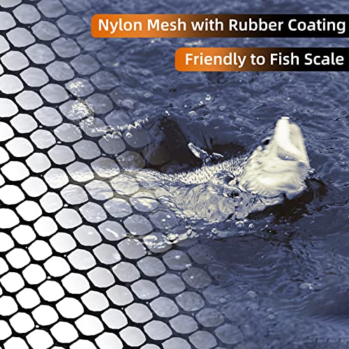 Funvzu Fishing Net Folding Landing Net - Collapsible Fishing Nets With Telescopic Pole Handle, Durable Rubber Coating Knotless Mesh, Safe Fish Catching And Releasing #TOP3