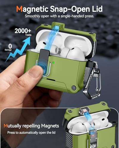 Image of Dual Safety Lock for AirPods Pro 3 Case 2025, Compatible with MagSafe | Designed with Automatic Switch and Phone Stand, Includes a Cleaner & Keychain - Rugged Tough Hard Shell, White