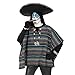 Produktbild KarnevalsTeufel Kostüm Set Poncho und Sombrero 2-tlg. Hut Mexikaner in schwarz Poncho El Taco bunt gestreift Dia de Los Muertos