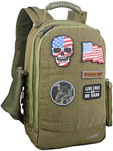 Large Tactical Backpack with Hydration Bladder Pouch Personalized Rucksack with 5 Velcro Patches Carry on Travel Backpacks Fits 17 inch Laptop (OD Green)