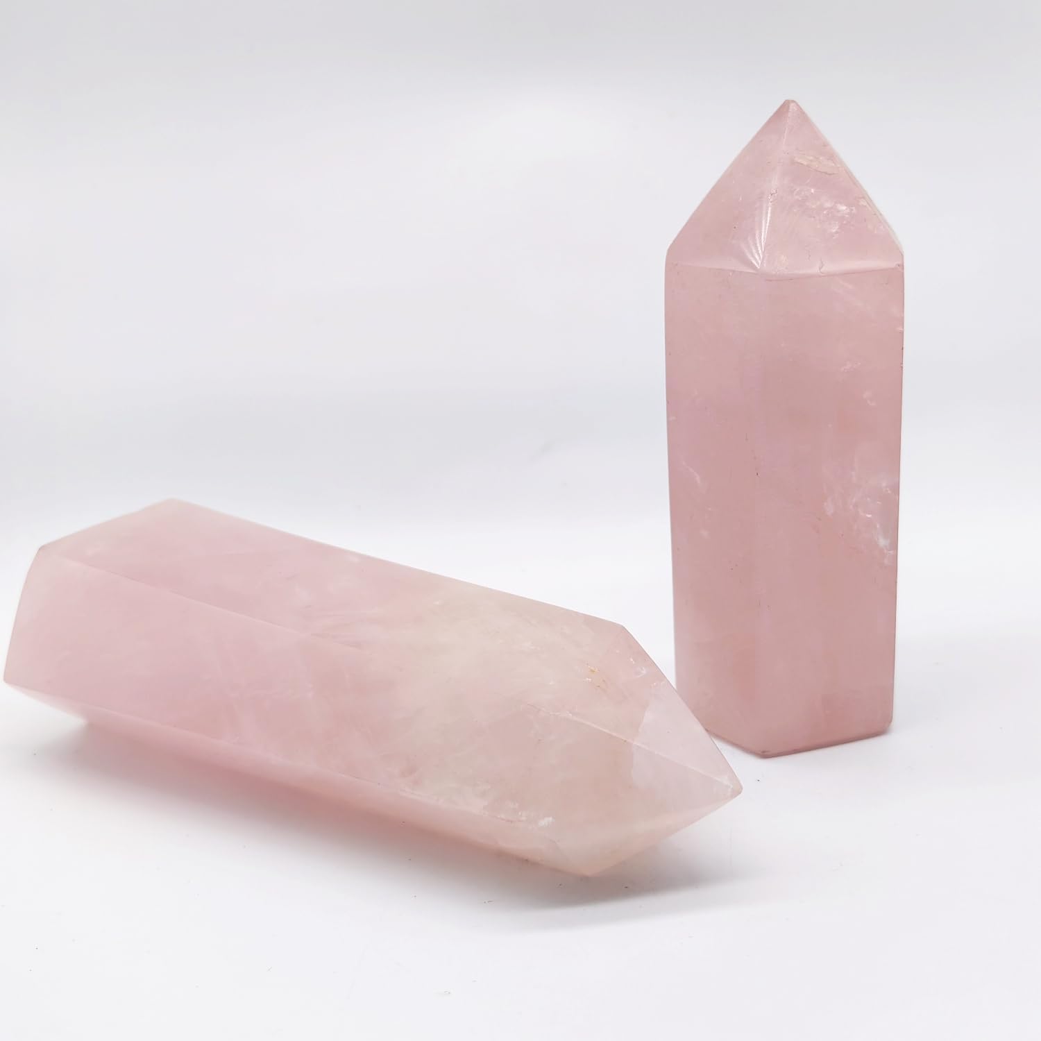Large Rose Quartz Crystal Tower 1.5-2.0 Lbs Healing Crystal 6 Faceted Point Wand 1 Pc for Meditation Reiki Therapy Home Decor