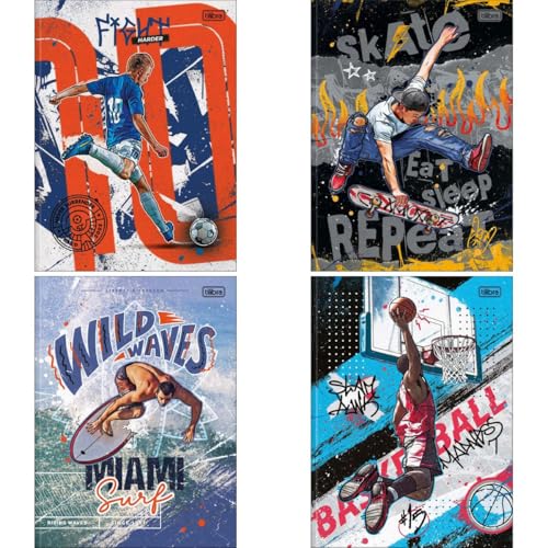 Kit de Cadernos Brochurão, Capa Dura, Do It!, 80 Folhas, Tilibra