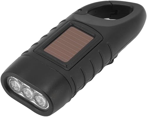 Hand Crank Solar Flashlight, Rechargeable Survival Light for Outdoor Camping, Hiking, Emergency, Plastic 4.9x1.8in disponible en Yaxa Colombia