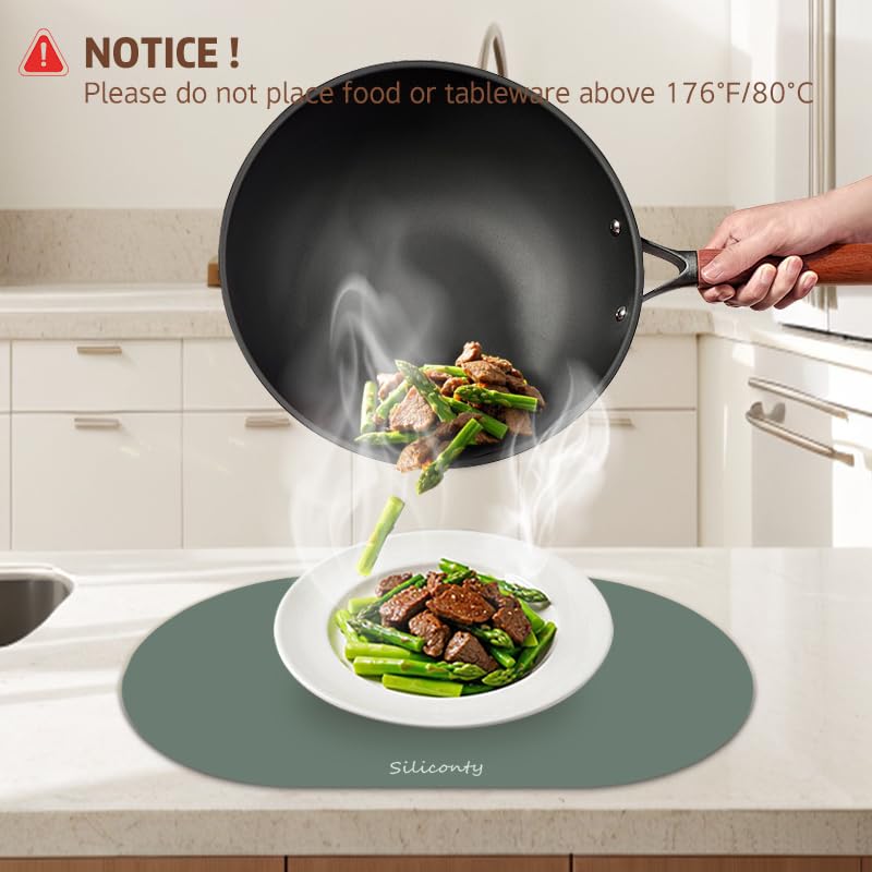 Tovagliette Silicone Impermeabili e Antiscivolo Siliconty, Set di 4 Ovali Termoisolanti, Tovagliette Colazione, Termoisolanti e Facili da Pulire, 43x30 cm (comb 4pcs)