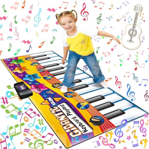JUYOUNGA Musical Keyboard Floor Piano Mats - Giant Floor Piano Mat 24 Keys Jumbo Musical Instrument Toys Gift for Boys Girls Kids Toddlers Dance Mat with Record Playback Demo Education Toys