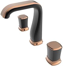 Grifo de lavabo de baño de latón de 3 orificios con doble manija, mezclador de agua fría y caliente for lavabo, construcción de metal duradero y aireador antisalpicaduras.