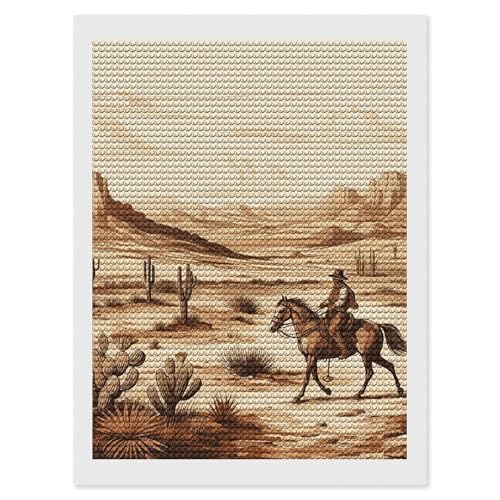 Peinture diamant de chevaux et cactus du désert HEBVNJF pour adultes