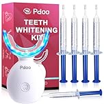 Teeth Whitening Kit with LED Light + 5 Tooth Whitening Gel - Gentle Whitening on Sensitive Teeth - Fast Removes Stubborn Stains - Professional Tooth Whitener for Home - Wireless & Water-Resistant