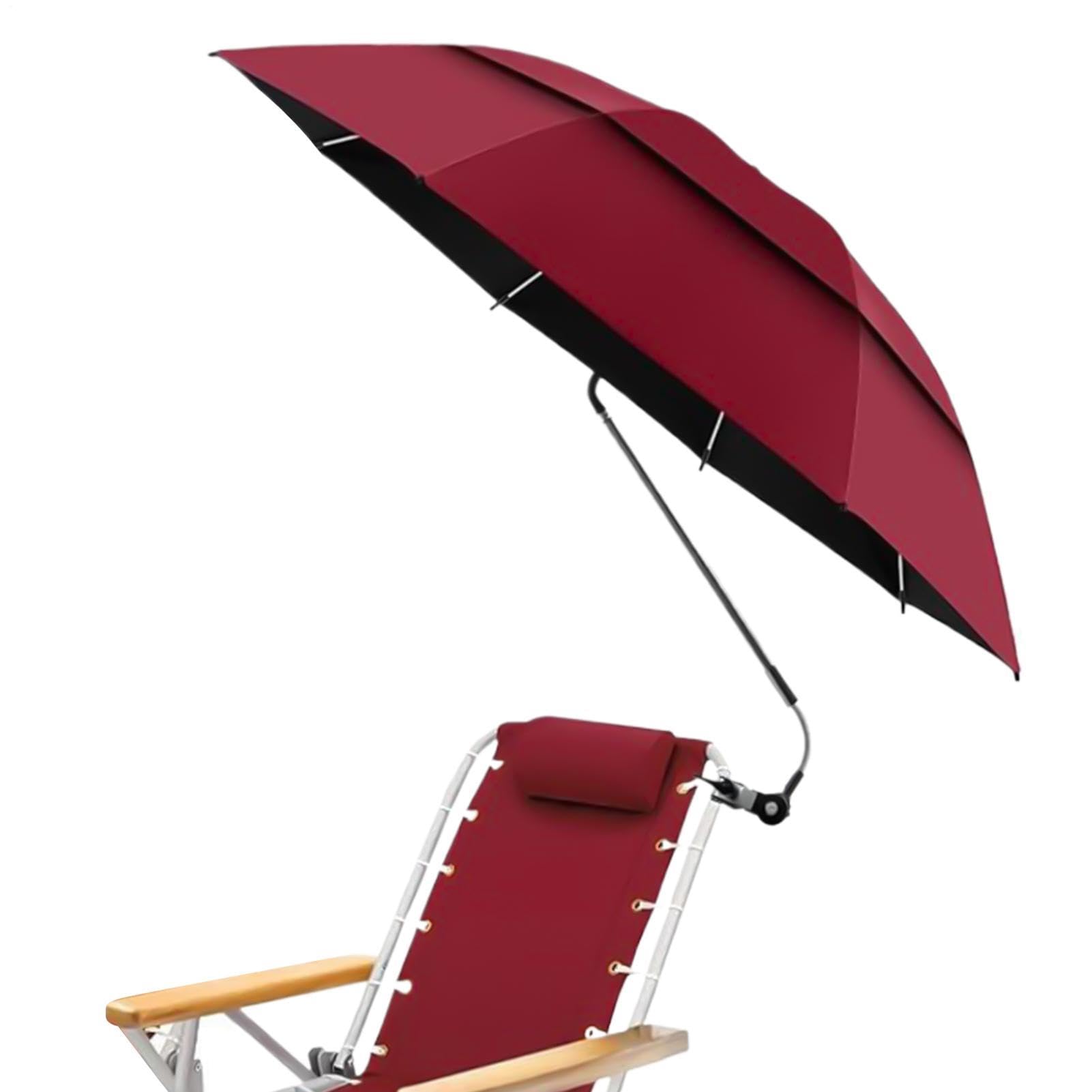 Sombrilla Silla Playa, Sombrilla de Playa con Abrazadera, Sombrillas Playas | Orientación Regulable, Protección UV UPF 50+ con Doble Capa, Para Sillas de Playa, Cochecito y Carritos de Golf