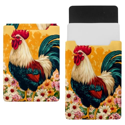 Housse PC portable 35,1 x 25,9 cm coq et fleurs idéale pour le télétravail et les trajets