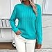 Sweaters for Women Soft Fisherman Cable Long-Sleeve Crewneck Sweater Solid Layering Tops Fall Winter Thermal Clothes, Fall Womens Clothes Turquoise M