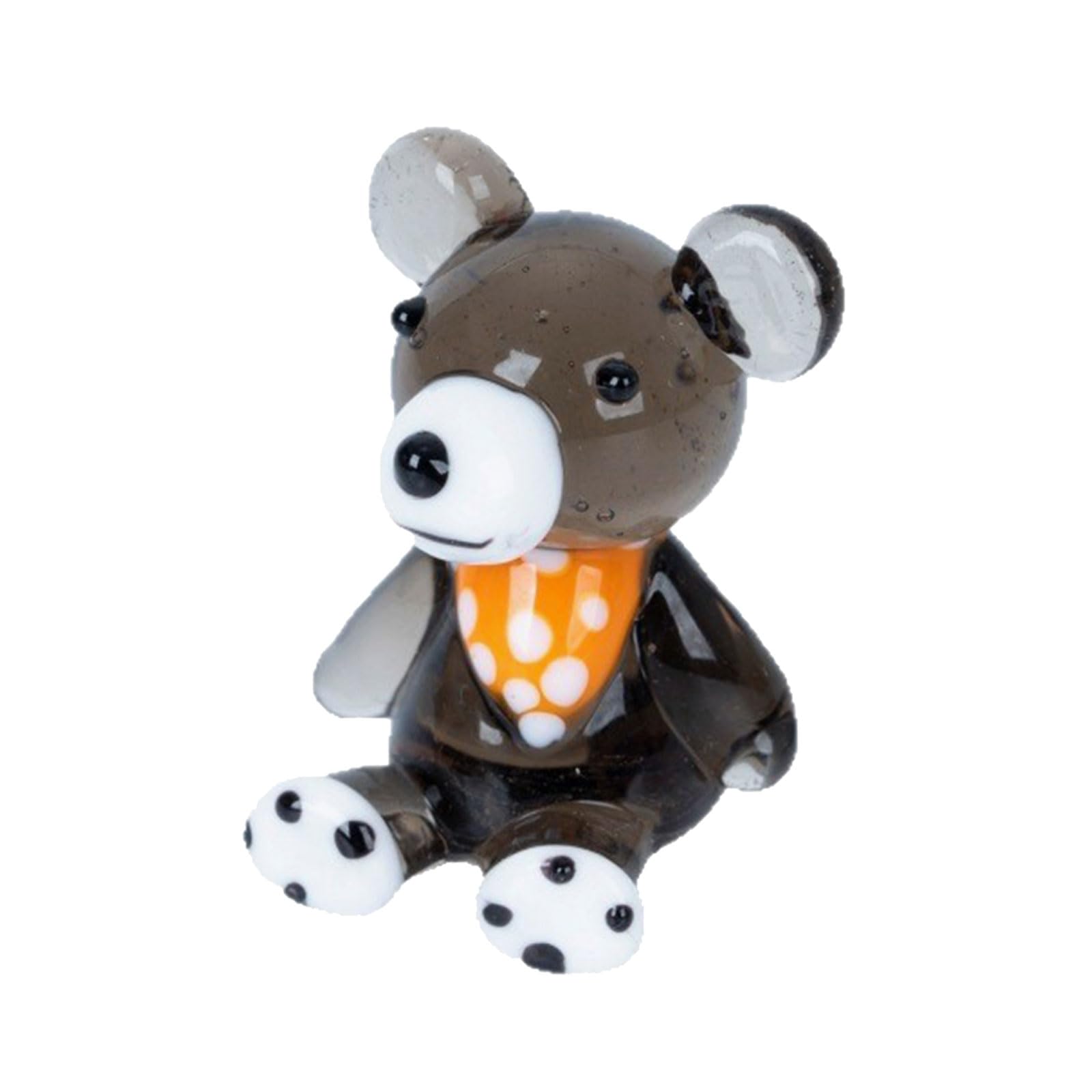 Osniyaw Grey Handmade Glass Bear Sculpture, Art Miniature Figure, Collectable, Animal Statue For Home Decoration, Bear Figurines