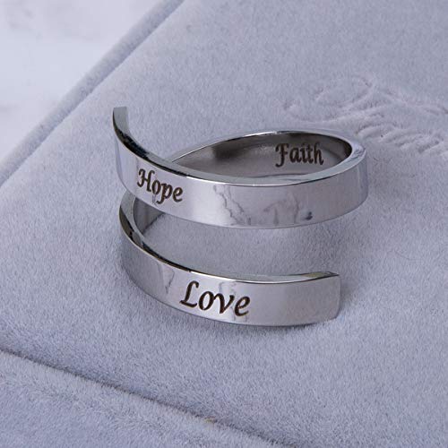 Fanery Sue Personalized Spiral Twist Ring Engraved Names BFF Adjustable Customized Gift Mother-Daughter Promise Ring for Her with Gift Box4