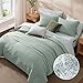 Monbix Queen Comforter Set - 7 Pieces Sage Green Prewashed Bed in a Bag Queen Bedding Sets with Comforters, All Seasons Ultra Soft Comforter Bed Set with Sheets,Pillowcases & Shams