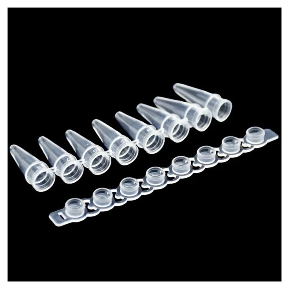 Instrumentos y Equipos de Laboratorio 200 piezas (8/fila) Tubos de tira de 0,2 ml 8 - Tiras de tubo de centrífuga con tapa Tubo de plástico for experimento(Caps and Tubes)