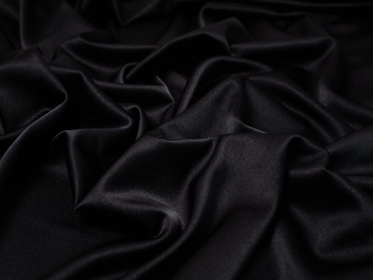 Minerva Black Core Range Satin Crepe Fabric - Medium Weight & Suitable For Dressmaking - Approx Width: 150Cm / 60" - Sold Per Metre