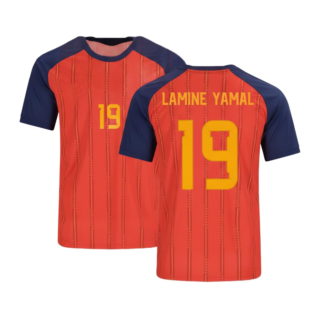 Spain Yaml 19 Red Football Sports T-Shirt for Boys & Girls L12 | Fade-resistant print for extended wear.-image-49