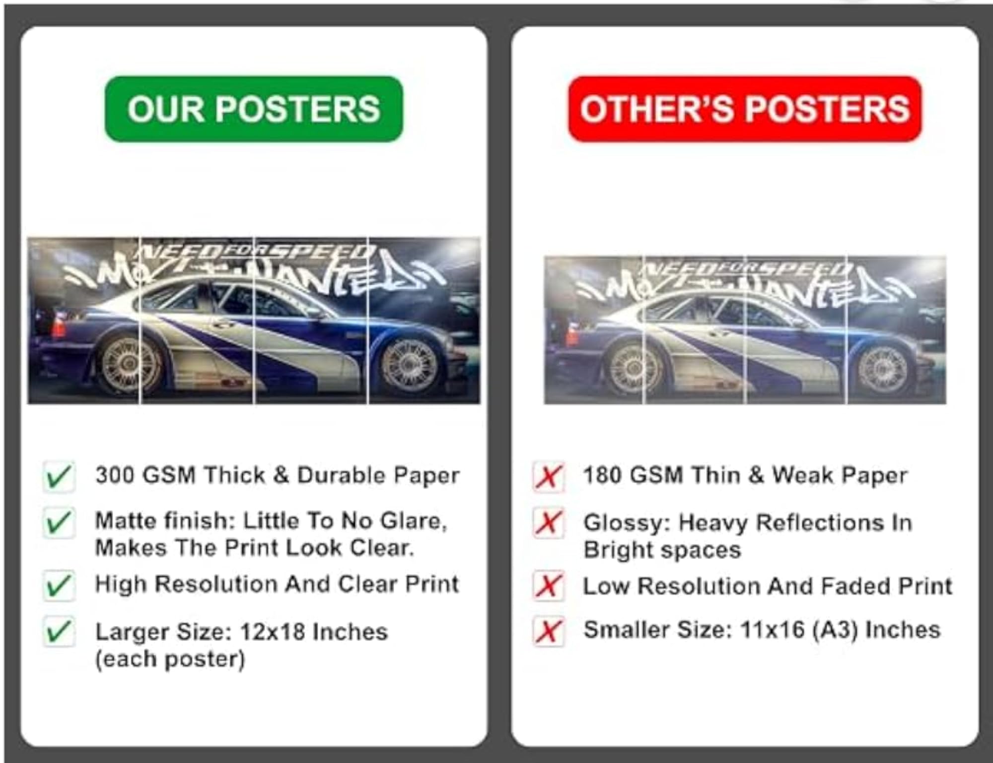 CAR SPLIT Design Posters, Set of 4