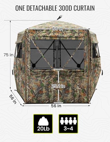 Image of TIDEWE Hunting Blind 360 See Through, Pop Up Ground Blind with Large Door