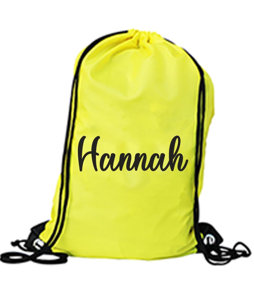 Personalised Name Rucksack Bag Swimming School Sports PE Drawstring Gym & Swimming Bag (Yellow (Personalised))