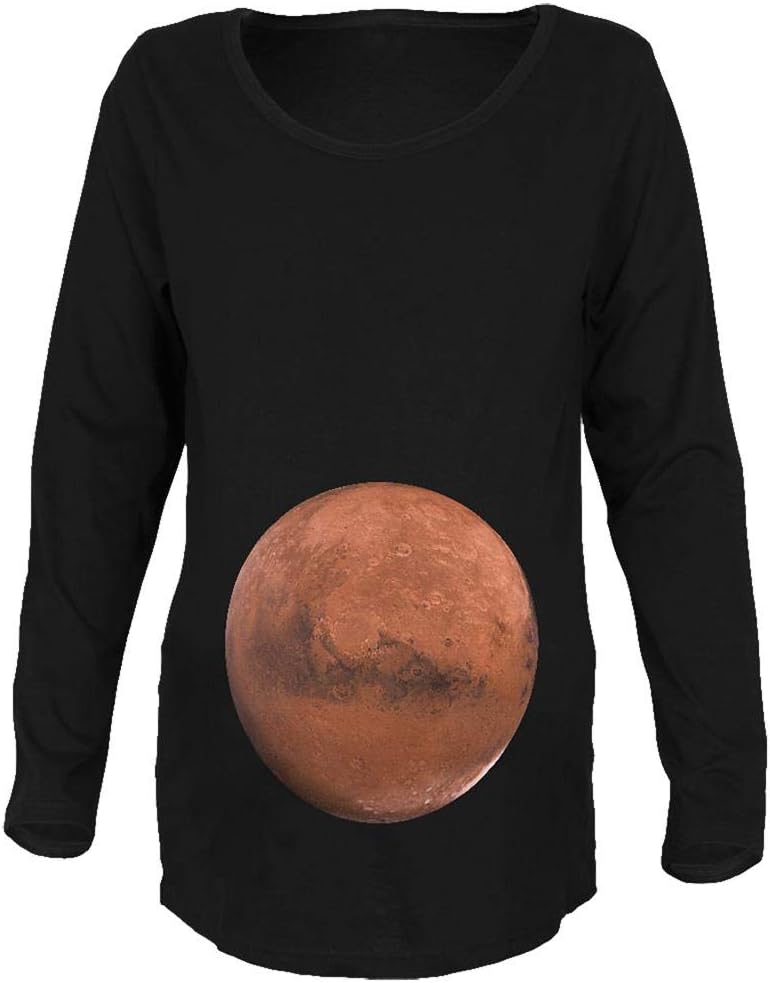 Planet Mars Pregnancy Costume Maternity Soft Long Sleeve T Shirt Black 2XL