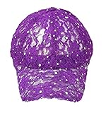 Home-X Lace Ball Cap for Women, Glitter Baseball Cap. Purple