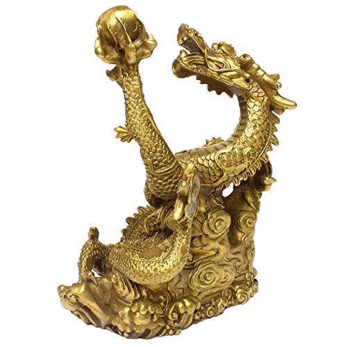 Brabud Chinese Fengshui Handmade Brass Dragon Statue Golden Wealth Figurine Home Decor Gift Collectible Bs078 #TOP3