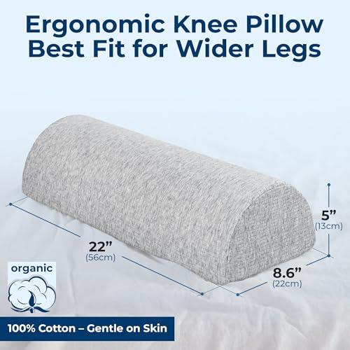 Image of 5 STARS UNITED Knee Pillow for Back Sleeping - Large Half Moon Bolster Pillow for Legs, Under Knee Pillow for Sleeping on Back, Memory Foam Leg Pillow for Back Pain, Natural Gray