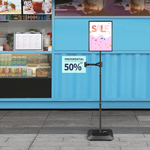 Yakpho Adjustable Heavy Duty Pedestal Sign Holder Floor Stand, Sign Stand Poster, Standing Floor, 8.5 X 11 Inch, Outdoor Indoor Standing Display Sign Holders Aluminum Black (8.5"X11" Black-1Pcs) #TOP6