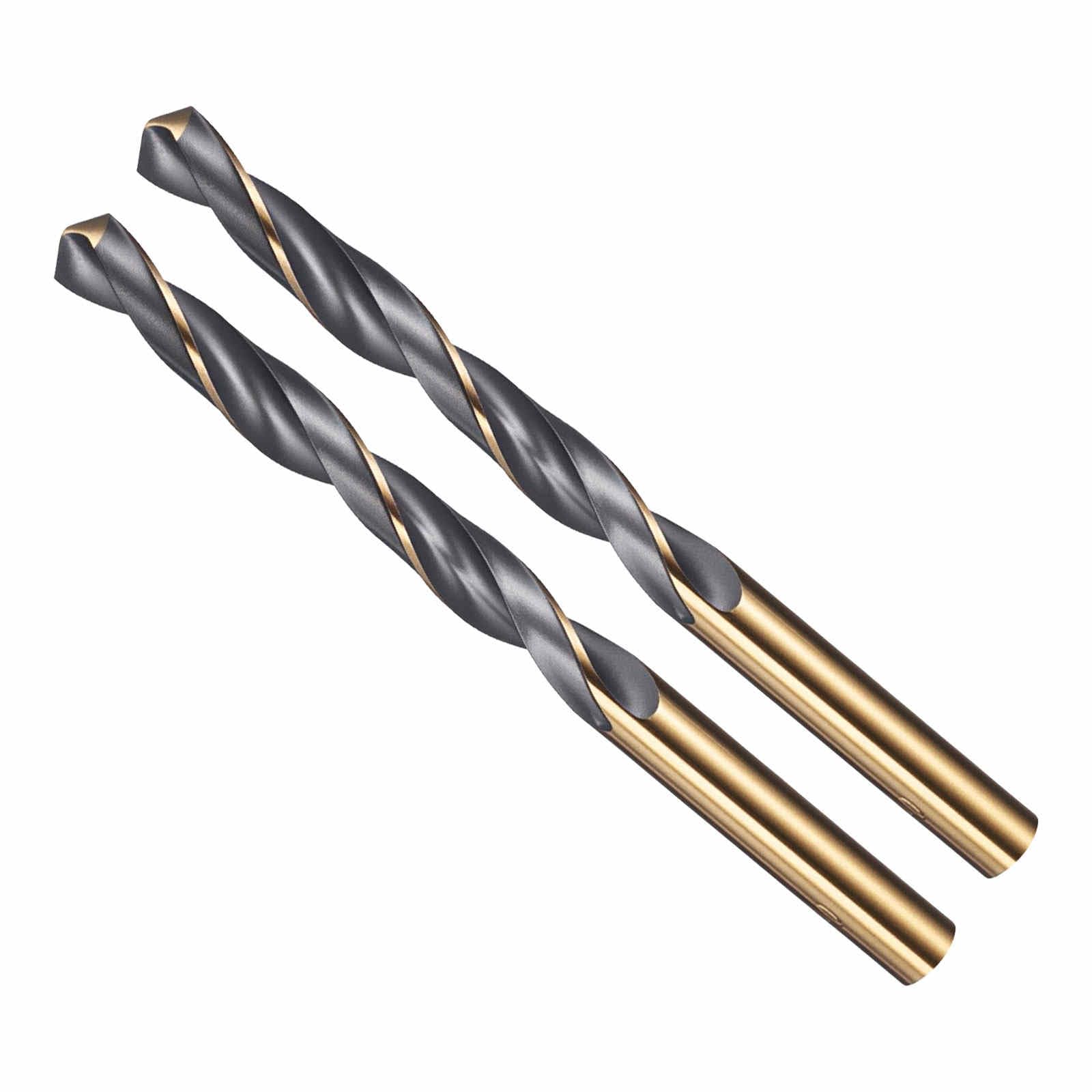 CoCud Drill Bit, 8mm Cutting Diameter, 4341 HSS Jobber Bits Gold and Black 118° Cutting Angle - (Applications: for Drilling Plastic Wood Soft Metal), 2-Pieces