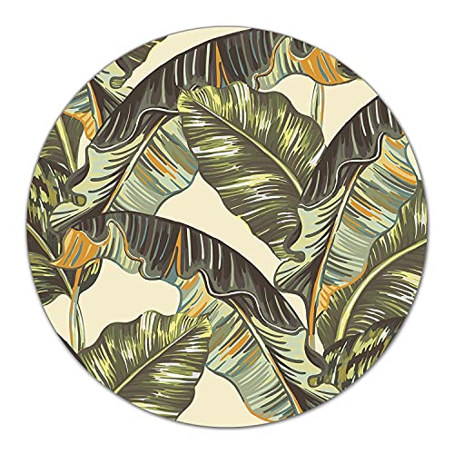 Coloray Tabla De Cortar ⌀ 40 cm Placa De Induccion Cocina Protector Vidrio Templado Para Servir Platos - Hojas de palma hoja plátano