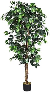 Goplus Artificial Ficus Silk Tree, Fake Plant in Pot for Home and Office