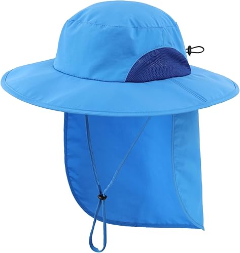 Miniatura 1 de Home Prefer Sombrero de pesca de ala ancha UPF50+ para hombre al aire libre con solapa para el cuello