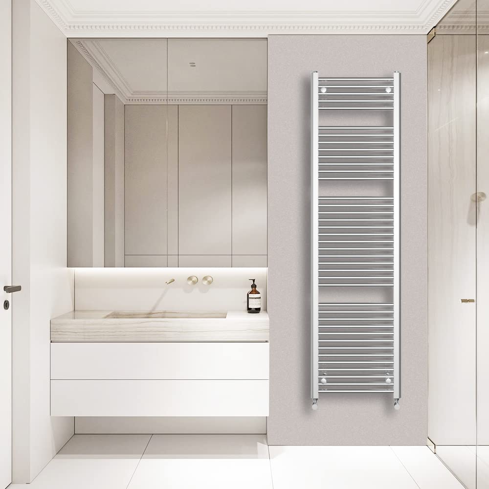 Warmehaus Straight Heated Towel Rail Radiator Ladder Chrome 1800x500mm