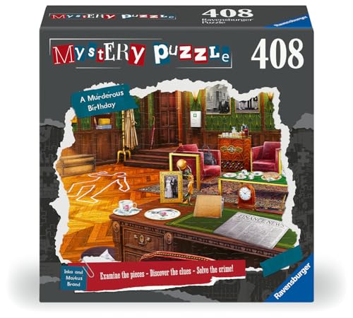 Ravensburger Mystery Puzzle: A Murderous Birthday 408 Piece Jigsaw Puzzle for Adults - 12001187 - Handcrafted Tooling, Made in Germany, Every Piece Fits Together Perfectly