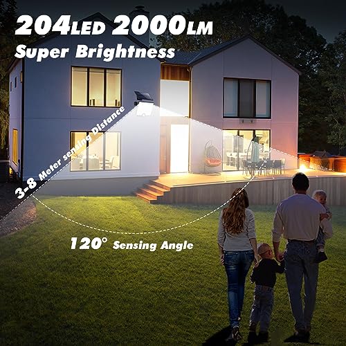 Pxwaxpy 204 LED Solarlampen für Außen, Solarleuchte mit Bewegungsmelder, 3 Modi Solar Strahler Aussenleuchte 120°Beleuchtungswinkel… – Ansicht 6