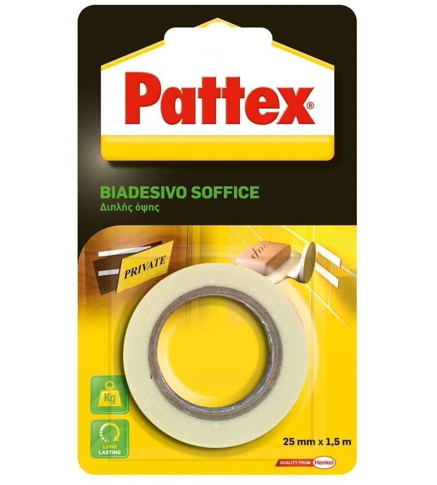 Pattex Double Sided Adhesive Tape, 25 mm x 1.5 m, Pack of 1, White