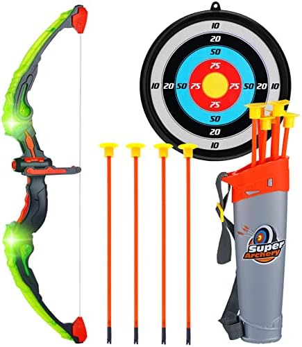 Bow and Arrow Set for Kids, Toyokar Archery Toy Set with Light-up LEDs, 10 Suction Cup Arrows, and Target, Indoor and Outdoor Toy for 4-6, 6-8, 8-12 Years Old Boys and Girls Bow and Arrow Set for Kids, Toyokar Archery Toy Set with Light-up LEDs, 10 Suction Cup Arrows, and Target, Indoor and Outdoor Toy for 4-6, 6-8, 8-12 Years Old Boys and Girls