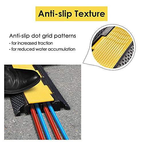 Yescom 2 Channel Rubber Electrical Wire Cable Cover Ramp Guard Warehouse Cord Protector Station Speed Bump 22000 Lbs #TOP4