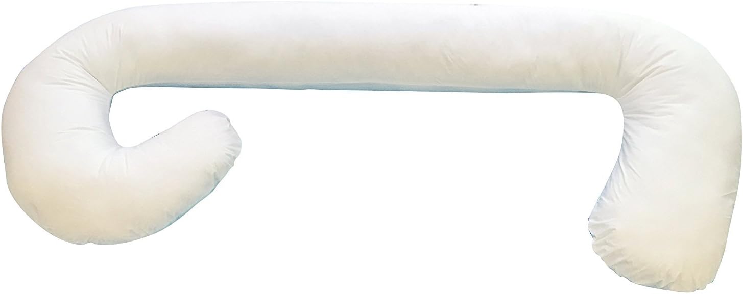 Container Furniture Direct U Shaped Pregnancy Pillow, Expectant Mom Maternity Essential Belly, Hips, Legs & Back Support for Sleeping with Removable Cover, White