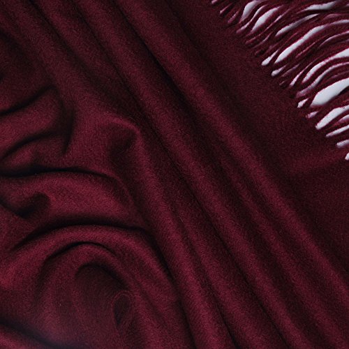 Wine Red Cashmere & Wool Scarf Solid Color, Fashionable Thin Lightweight Scarf For Men And Women In Cold Weather With Gift Box #TOP2