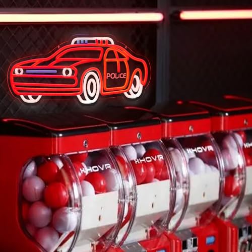 Image of Police Car Neon Sign Car LED Light Dimmable Wall Decor Gift for Playroom Kids Bedroom Garage Decoration 17.6 * 10.4 Inch