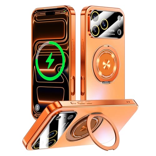 Togotomars for iPhone 17 Pro Max Case with Spin Magnetic Stand [Integrated Camera Cover] [Fit for MagSafe] Slim Shockproof Protection Phone case with Kickstand 6.9'', Cosmic Orange by Togotomars - Used condition - US$37.47