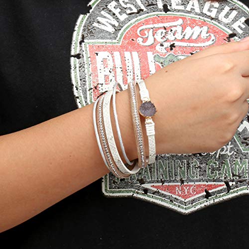 Top Plaza White Leather Wrap Bracelet Baroque Boho Layer Bracelets Bohemian Jewelry For Women Teens Daughter Sister Gifts #TOP2