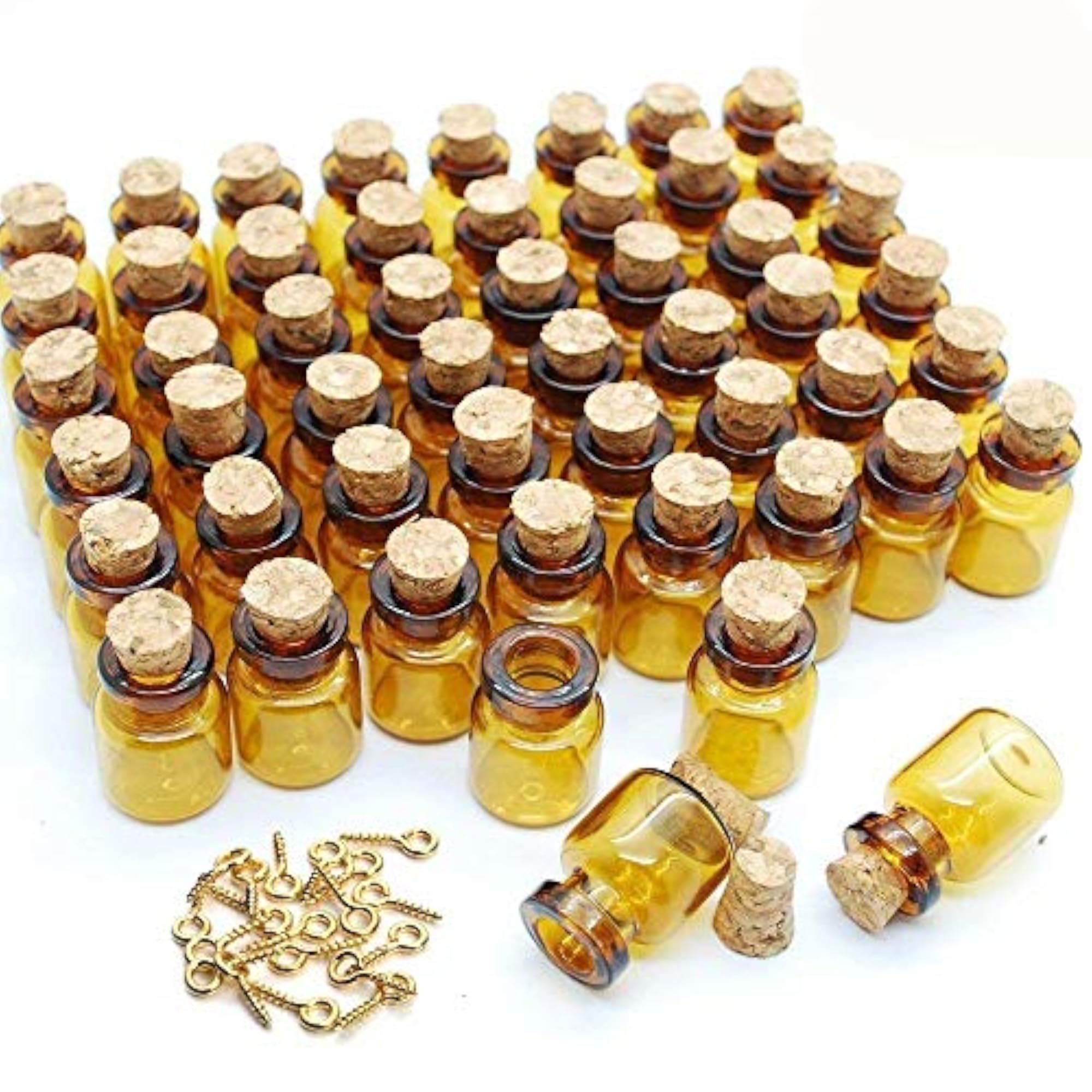 0.5ml Mini Dark Brown Glass Bottles with Corks for Jewelry Making